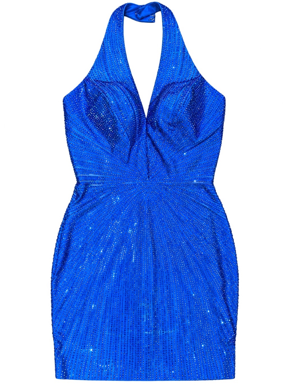 Sherri Hill 55687 Royal Blue Rhinestone Halter Mini Dress Size 8 $450